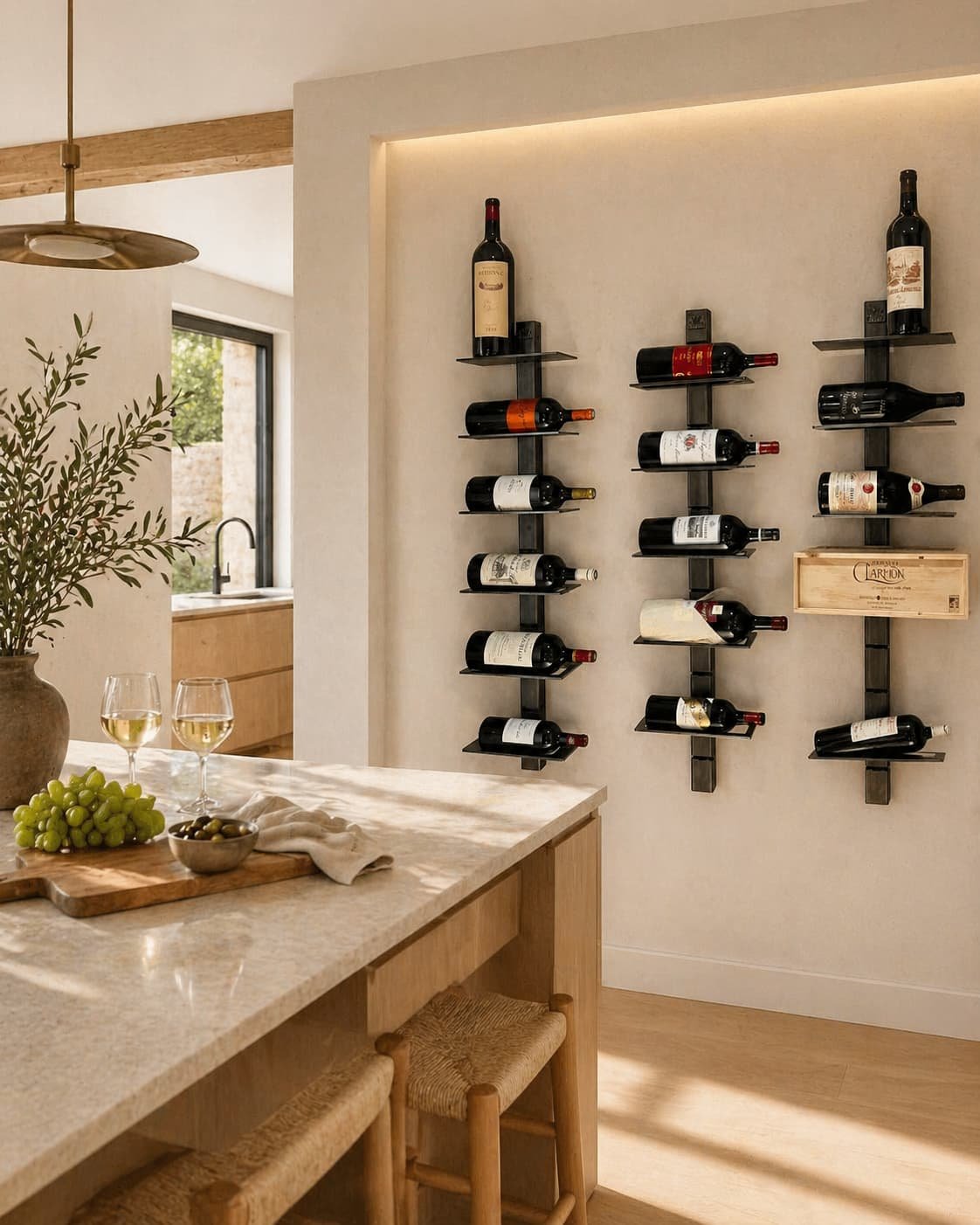 Modular Wine Line wine rack in an open-concept kitchen