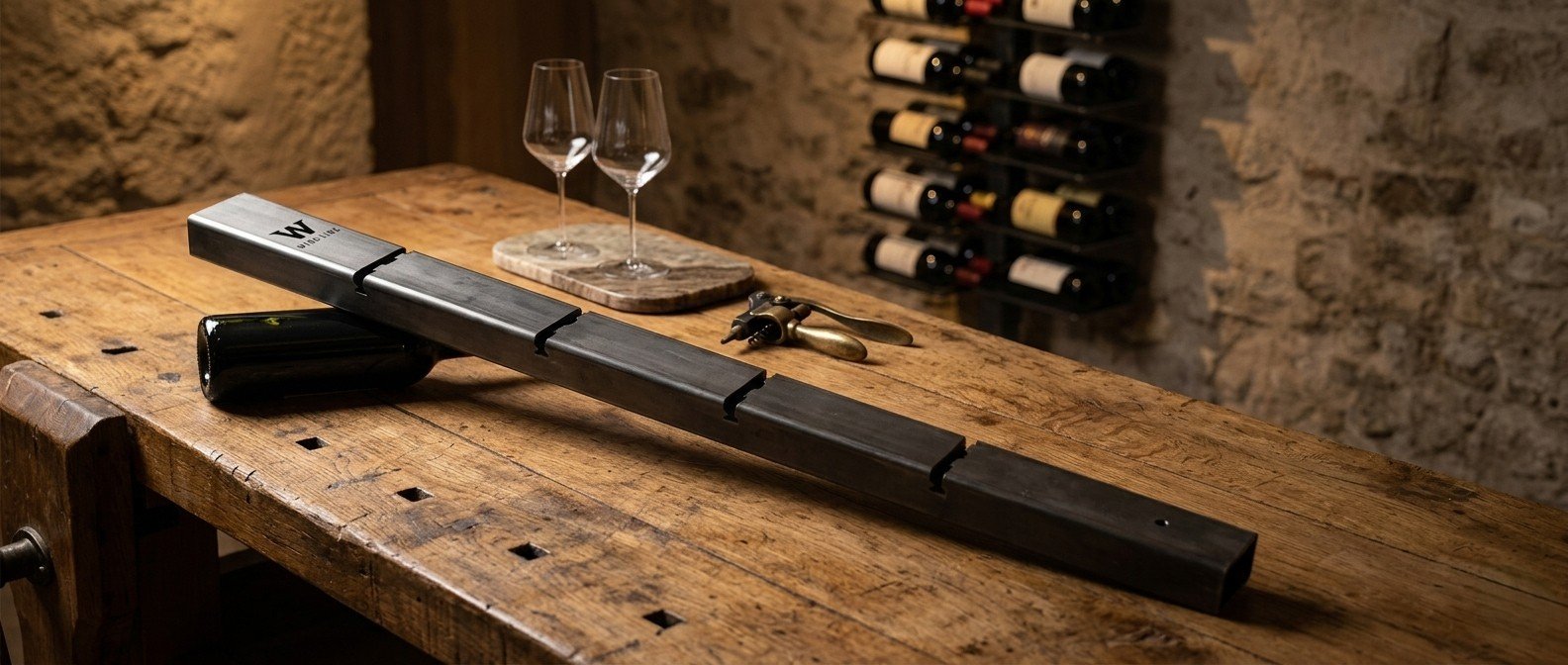 Structures centrales en métal pour étagères à vin modulables