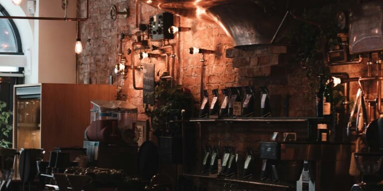 Industrial bar decor with a subdued atmosphere